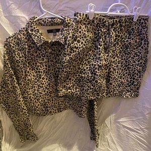 Missguided Cheetah print skirt and jacket set